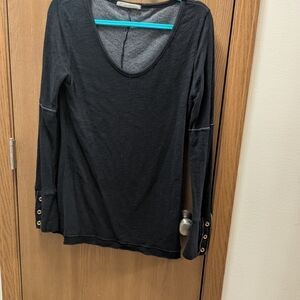 American Apparel Black V-Neck Long-Sleeve Sweater with Grommet Cuff Detail